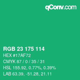 Color code: RGB 23 175 114 | qconv.com