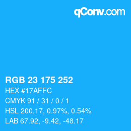 Color code: RGB 23 175 252 | qconv.com