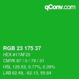 Color code: RGB 23 175 37 | qconv.com