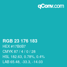 Color code: RGB 23 176 183 | qconv.com