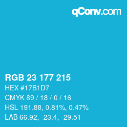 Color code: RGB 23 177 215 | qconv.com