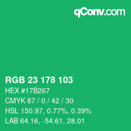 Color code: RGB 23 178 103 | qconv.com