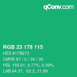 Color code: RGB 23 178 115 | qconv.com