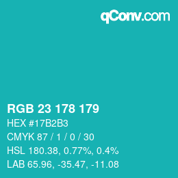 Color code: RGB 23 178 179 | qconv.com