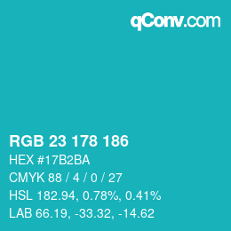Color code: RGB 23 178 186 | qconv.com