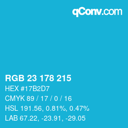 Color code: RGB 23 178 215 | qconv.com