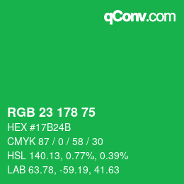 Color code: RGB 23 178 75 | qconv.com