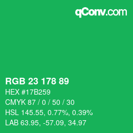 Color code: RGB 23 178 89 | qconv.com