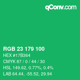 Color code: RGB 23 179 100 | qconv.com