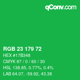 Color code: RGB 23 179 72 | qconv.com