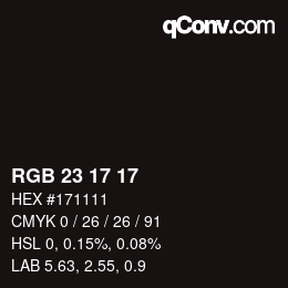 カラーコード: RGB 23 17 17 | qconv.com