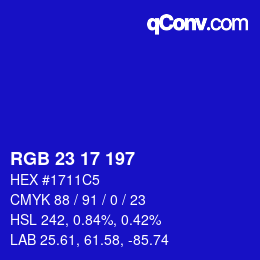 Color code: RGB 23 17 197 | qconv.com