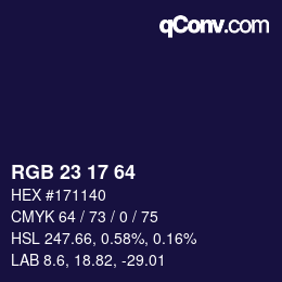 Color code: RGB 23 17 64 | qconv.com