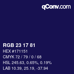 Color code: RGB 23 17 81 | qconv.com