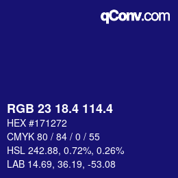 カラーコード: RGB 23 18.4 114.4 | qconv.com