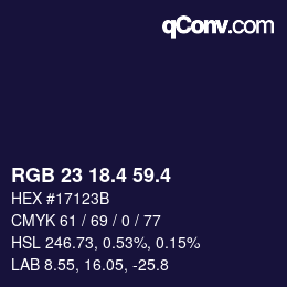 カラーコード: RGB 23 18.4 59.4 | qconv.com