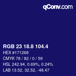 カラーコード: RGB 23 18.8 104.4 | qconv.com