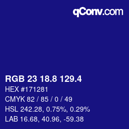 カラーコード: RGB 23 18.8 129.4 | qconv.com