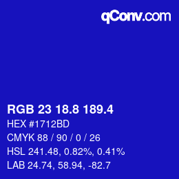 カラーコード: RGB 23 18.8 189.4 | qconv.com