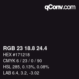 カラーコード: RGB 23 18.8 24.4 | qconv.com