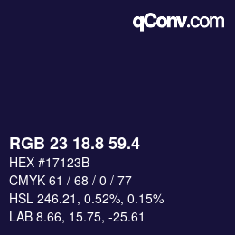 カラーコード: RGB 23 18.8 59.4 | qconv.com