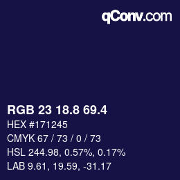 カラーコード: RGB 23 18.8 69.4 | qconv.com
