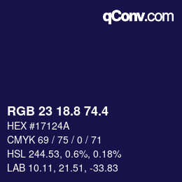 カラーコード: RGB 23 18.8 74.4 | qconv.com