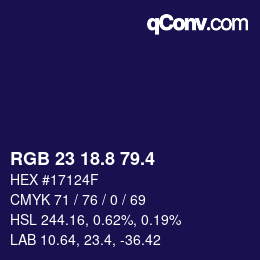カラーコード: RGB 23 18.8 79.4 | qconv.com