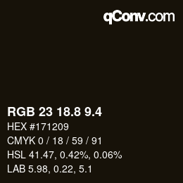 カラーコード: RGB 23 18.8 9.4 | qconv.com