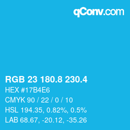 カラーコード: RGB 23 180.8 230.4 | qconv.com