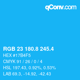 カラーコード: RGB 23 180.8 245.4 | qconv.com