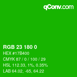 Color code: RGB 23 180 0 | qconv.com