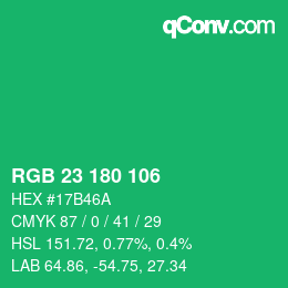 カラーコード: RGB 23 180 106 | qconv.com