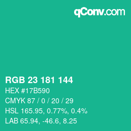 Color code: RGB 23 181 144 | qconv.com