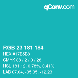Color code: RGB 23 181 184 | qconv.com