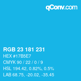 カラーコード: RGB 23 181 231 | qconv.com