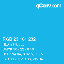 Color code: RGB 23 181 232 | qconv.com
