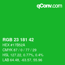 Color code: RGB 23 181 42 | qconv.com