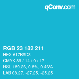 Color code: RGB 23 182 211 | qconv.com