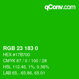 Color code: RGB 23 183 0 | qconv.com