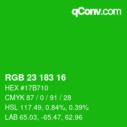 Color code: RGB 23 183 16 | qconv.com