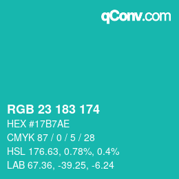 Color code: RGB 23 183 174 | qconv.com