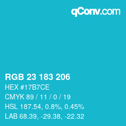 Color code: RGB 23 183 206 | qconv.com