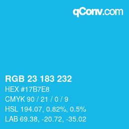 Color code: RGB 23 183 232 | qconv.com