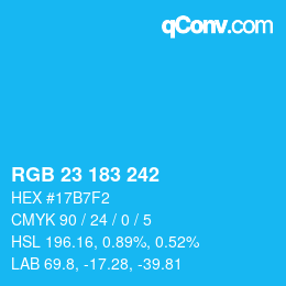 Color code: RGB 23 183 242 | qconv.com