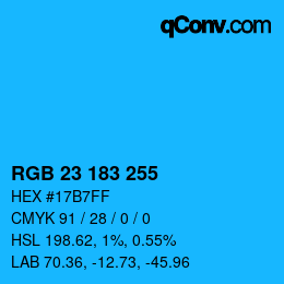 カラーコード: RGB 23 183 255 | qconv.com