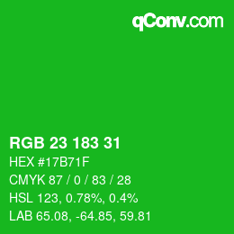 カラーコード: RGB 23 183 31 | qconv.com