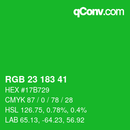 Color code: RGB 23 183 41 | qconv.com