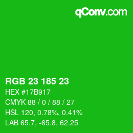 カラーコード: RGB 23 185 23 | qconv.com