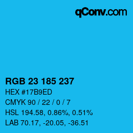 Color code: RGB 23 185 237 | qconv.com